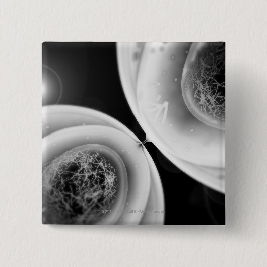 Kijk dicht bij celdeling vierkante button 5,1 cm (Voorkant)