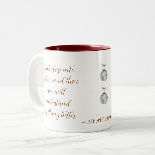 Kijk diep in de natuur Einstein Quote Mok (Voorkant links)
