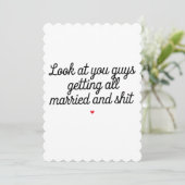 Kijk eens hoe jullie allemaal getrouwd en grappig  feestdagenkaart (Staand voorkant)