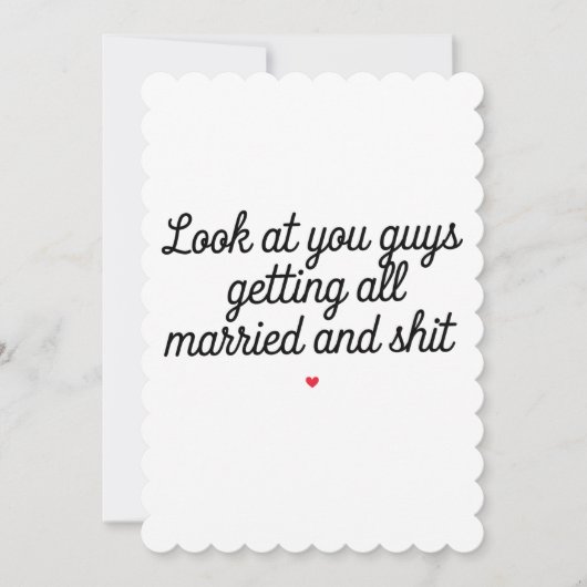 Kijk eens hoe jullie allemaal getrouwd en grappig  feestdagenkaart (Voorkant)