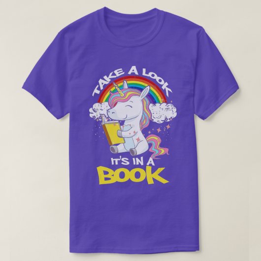 Kijk eens in een boek regenboogontleding t-shirt (Design voorkant)