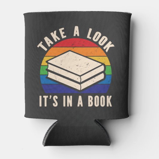 Kijk eens in een boekretro regenboog blikjeskoeler (Voorkant)