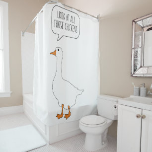 Kijk eens naar al die kippen grappige Honk Goose M Douchegordijn