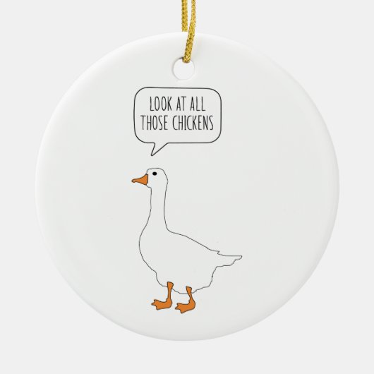 Kijk eens naar al die kippen grappige Honk Goose M Keramisch Ornament (Voorkant)