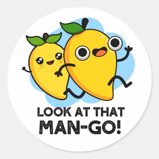 Kijk eens naar dat Man-go Funny Fruit Pun Ronde Sticker (Voorkant)