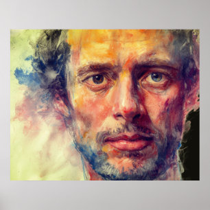 Kijk eens naar deze ogen van deze man op deze muur poster