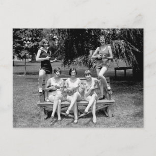 Kijk eens naar die ukuleles! - jaren twintig briefkaart