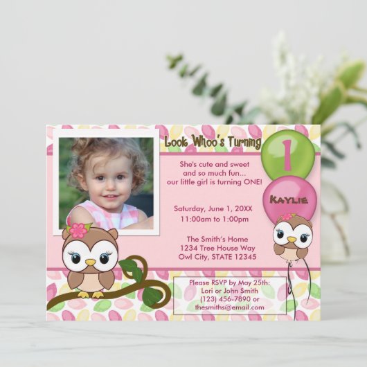 Kijk eens van Whoo's Turning OWL verjaardaguitnodi Kaart (Staand voorkant)
