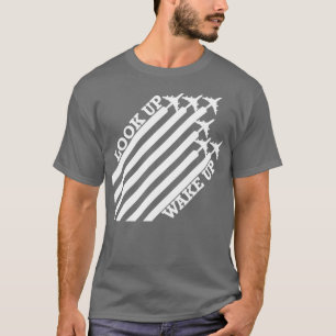 Kijk eens wakker op chemtrails diagonaal vleugelvl t-shirt