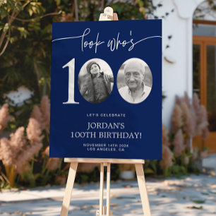 Kijk eens wie 100 is Blauwe 100ste verjaardag Perfect Poster