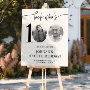 Kijk eens wie 100 is Foto 100e verjaardag Welkom Perfect Poster