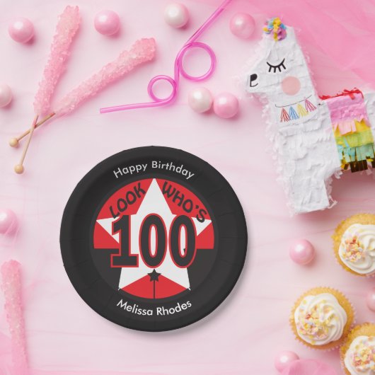 Kijk eens wie 100 jaar oud is | 100e verjaardag papieren bordje (Feest)