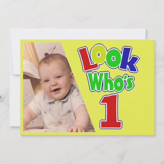 Kijk eens wie 1 jaar is / verjaardag kaart (Voorkant)