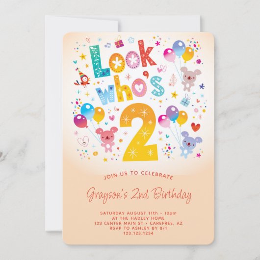 Kijk eens wie 2e verjaardag is kaart (Voorkant)