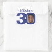 Kijk eens wie 30 foto blauw wit is op de 30e verja ronde sticker (Tas)