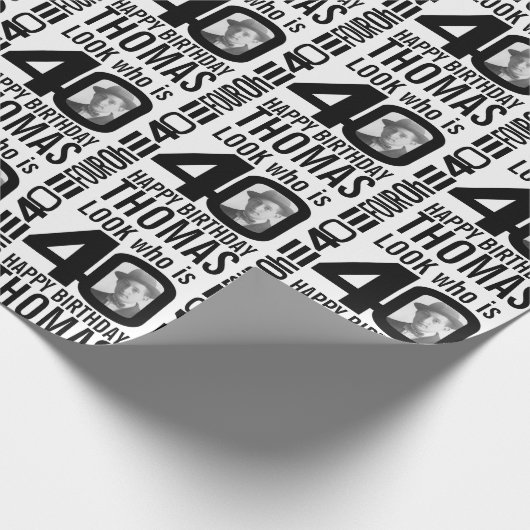 Kijk eens wie 40 fotobroers is op de 40ste verjaar cadeaupapier (Hoek)