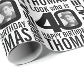 Kijk eens wie 40 fotobroers is op de 40ste verjaar cadeaupapier (Rol Hoek)