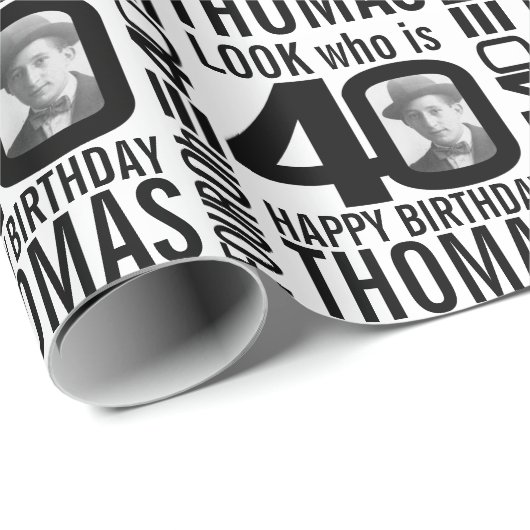 Kijk eens wie 40 fotobroers is op de 40ste verjaar cadeaupapier (Rol Hoek)