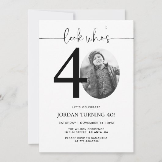 Kijk eens wie 40 is | Foto 40e verjaardag Uitnodig Kaart (Voorkant)