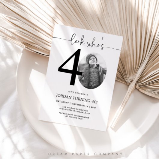 Kijk eens wie 40 is | Foto 40e verjaardag Uitnodig Kaart