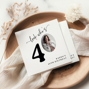 Kijk eens wie 40 is! Modern Foto 40e Verjaardag Servet