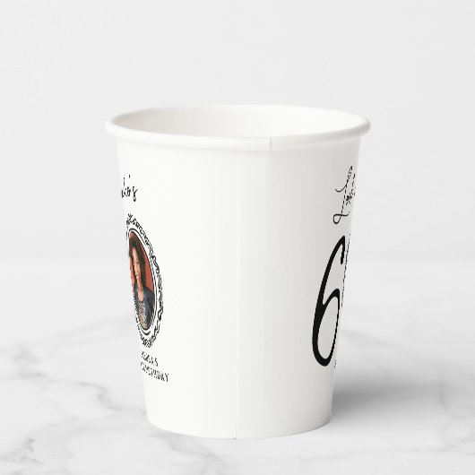 Kijk eens wie 60 is! Foto 60e verjaardag Papieren Bekers (Rechts)