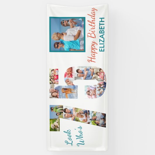 Kijk eens wie 75 Foto Collage 75th Birthday Party  Spandoek (Verticaal)