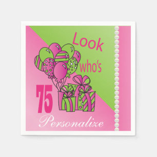 Kijk eens wie 75 is   75ste verjaardag servetten