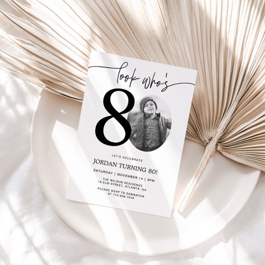 Kijk eens wie 80 is | Foto 80e verjaardag Uitnodig Kaart