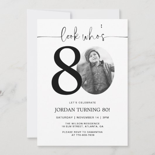 Kijk eens wie 80 is | Foto 80e verjaardag Uitnodig Kaart (Voorkant)