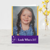 Kijk eens wie de 21 Aangepaste Birthday-fotokaart  Kaart (Gele Bloem)
