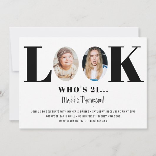 Kijk eens wie de Birthday Funny Photo Invitation i Kaart (Voorkant)