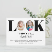 Kijk eens wie de Birthday Funny Photo Invitation i Kaart (Staand voorkant)