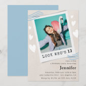 Kijk eens wie de uitnodigingen voor de 13e verjaar (Voorkant / Achterkant)