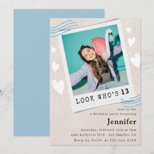 Kijk eens wie de uitnodigingen voor de 13e verjaar