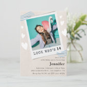 Kijk eens wie de uitnodigingen voor de 14e verjaar (Staand voorkant)