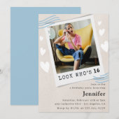 Kijk eens wie de uitnodigingen voor de 16e verjaar (Voorkant / Achterkant)
