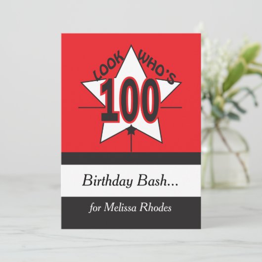 Kijk eens wie er 100 verjaardag is | 100e visum kaart (Staand voorkant)