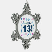 Kijk eens wie er 13 zijn tin sneeuwvlok ornament (Links)