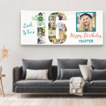 Kijk eens wie er 16 is Foto Collage 16th Birthday  Spandoek<br><div class="desc">De 16e verjaardagsbanner van de douane die u met een naam en enkele van uw favoriete foto's kunt personaliseren. Het fotomalplaatje toont uw afbeeldingen in een fotocollage die aantal 16 evenals één hoofdvierkant afbeelding vormt. Het ontwerp luidt: "Kijk eens wie er 16 is...  Happy Birthday [jouw naam]".</div>
