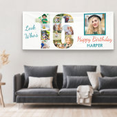 Kijk eens wie er 16 is Foto Collage 16th Birthday Spandoek