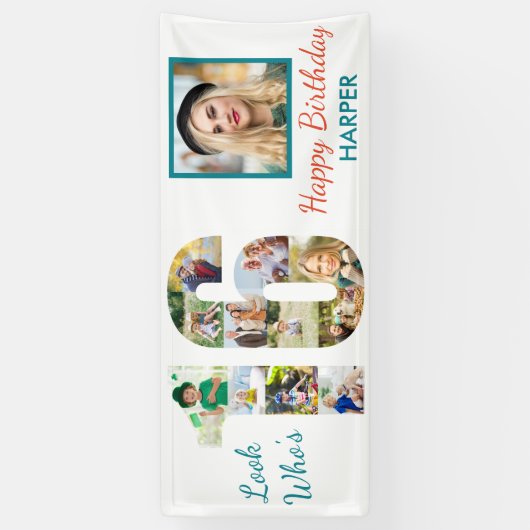 Kijk eens wie er 16 is Foto Collage 16th Birthday  Spandoek (Verticaal)