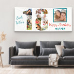 Kijk eens wie er 18 is Foto Collage 18th Birthday  Spandoek<br><div class="desc">De 18e verjaardagsbanner van de douane die u met een naam en enkele van uw favoriete foto's kunt personaliseren. Het fotomalplaatje toont uw afbeeldingen in een fotocollage die aantal 18 evenals één hoofdvierkant afbeelding vormt. Het ontwerp luidt: "Kijk eens wie er 18 is...  Happy Birthday [jouw naam]".</div>