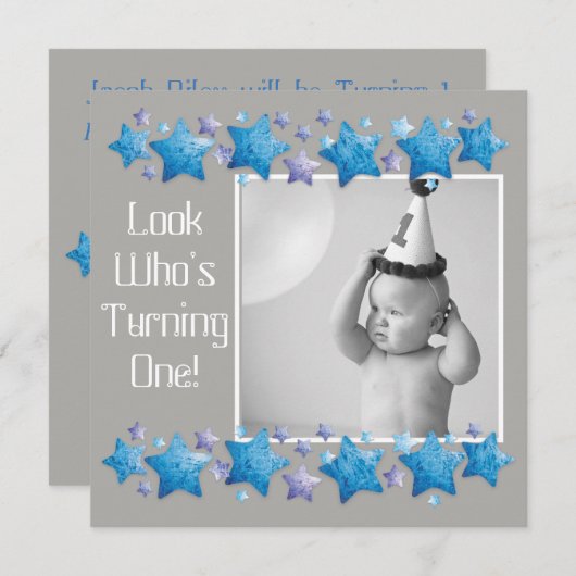 Kijk eens wie er 1 draait, eerste uitnodiging op z (Voorkant / Achterkant)