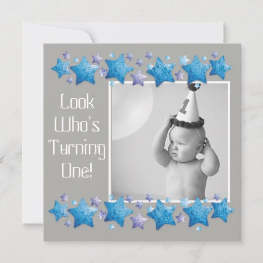 Kijk eens wie er 1 draait, eerste uitnodiging op z (Voorkant)