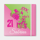 Kijk eens wie er 21 zijn | 00e verjaardag - Roze e Magneet (Voorkant)