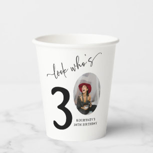 Kijk eens wie er 30 is! Modern foto 30e verjaardag Papieren Bekers