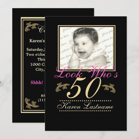 Kijk eens wie er 50 is Foto Kaart (Voorkant / Achterkant)