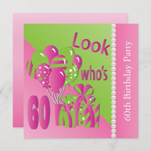 Kijk eens wie er 60 in roze is - 60ste verjaardag kaart (Voorkant / Achterkant)