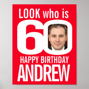 Kijk eens wie er 60 rode witte 60e verjaardag is poster